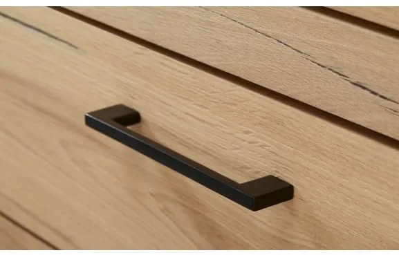 Bufet 2 Usi si 3 Sertare Tulsa, Smoked Oak, Furnir Din Lemn Masiv, 186 Cm