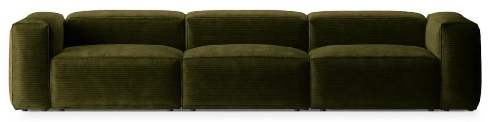 Canapea verde cu tapițerie din catifea reiată 364 cm Bergamo – Cosmopolitan Design