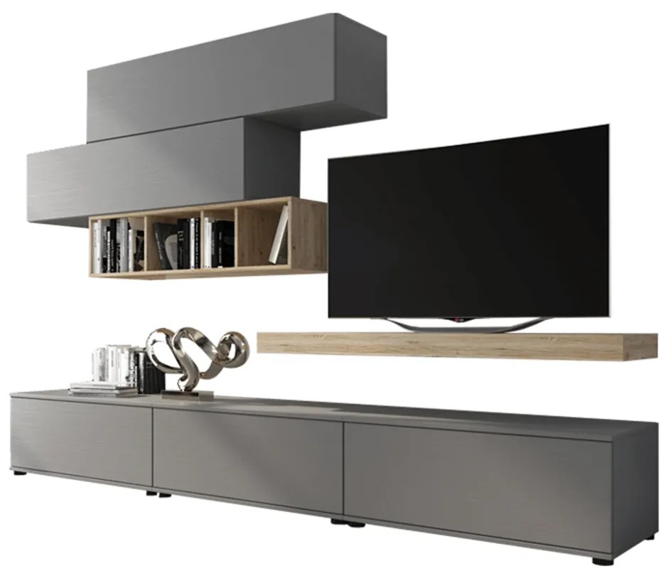 Ansamblu living, gri/stejar san remo, KORFU