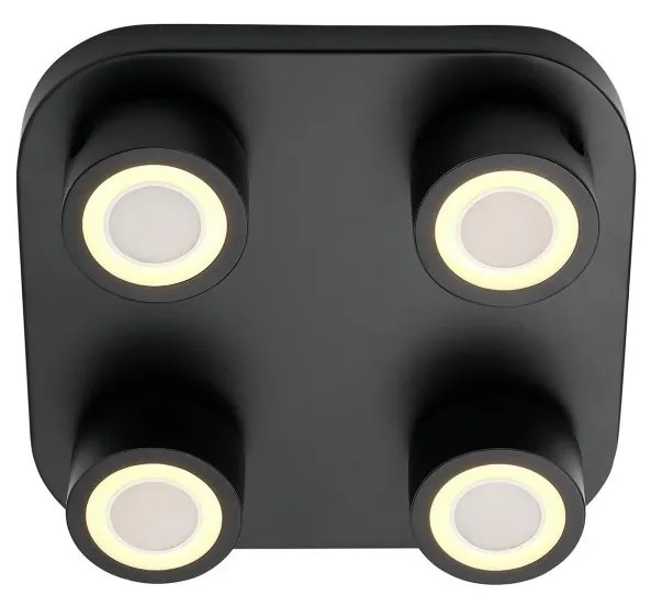 Plafoniera LED cu 4 spoturi, design modern, 3-Step MOODMAKER, Clyde 4 negru
