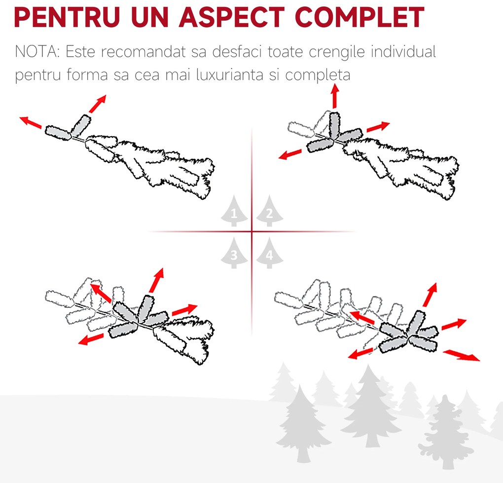 Brad de Craciun de 150cm Pin Artificial cu Ramuri 294 Baza Pliabila Detasabila, decoratiune de Craciun HOMCOM | Aosom RO