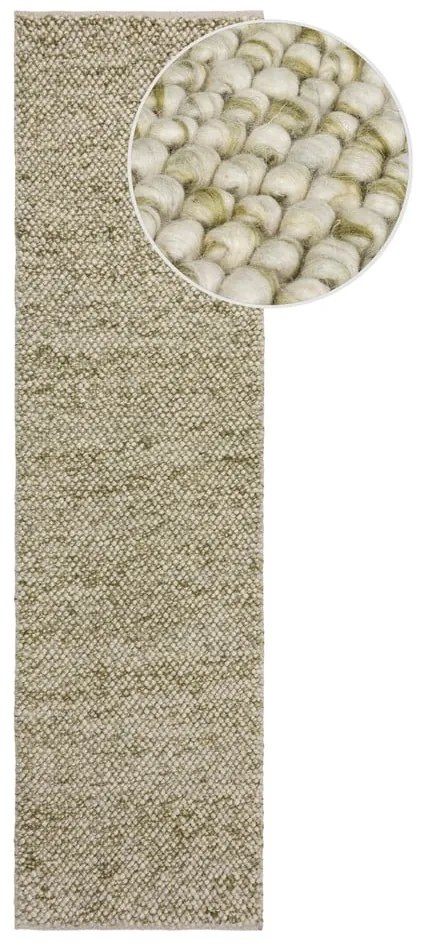 Covor tip traversă kaki țesut manual din amestesc de lână 60x230 cm Minerals – Flair Rugs