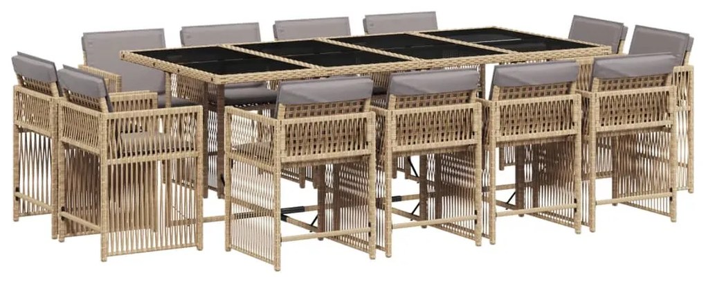 3211764 vidaXL Set mobilier grădină cu perne, 13 piese, bej combinat poliratan