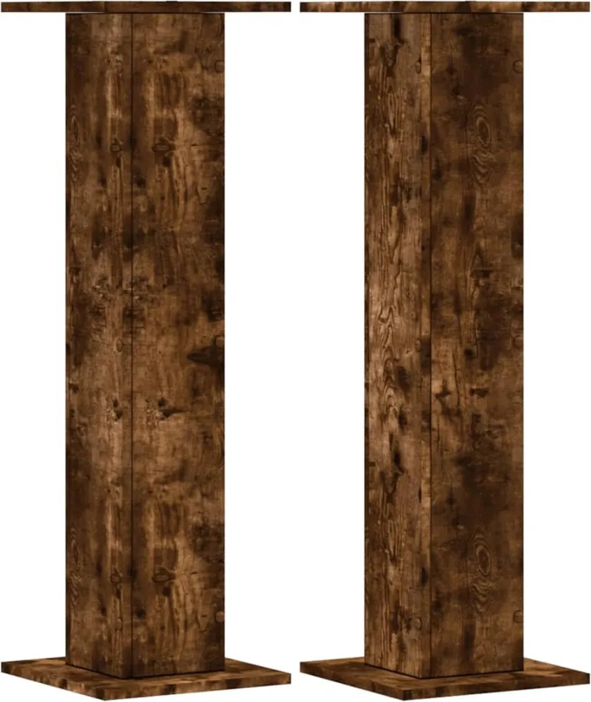 vidaXL Suporturi de plante 2 buc. stejar fumuriu 30x30x95 cm lemn