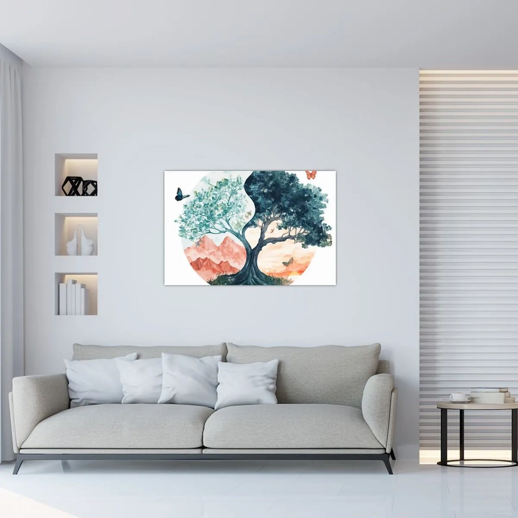 Tablou – Arbore acvarelă plin de viață (90x60 cm)