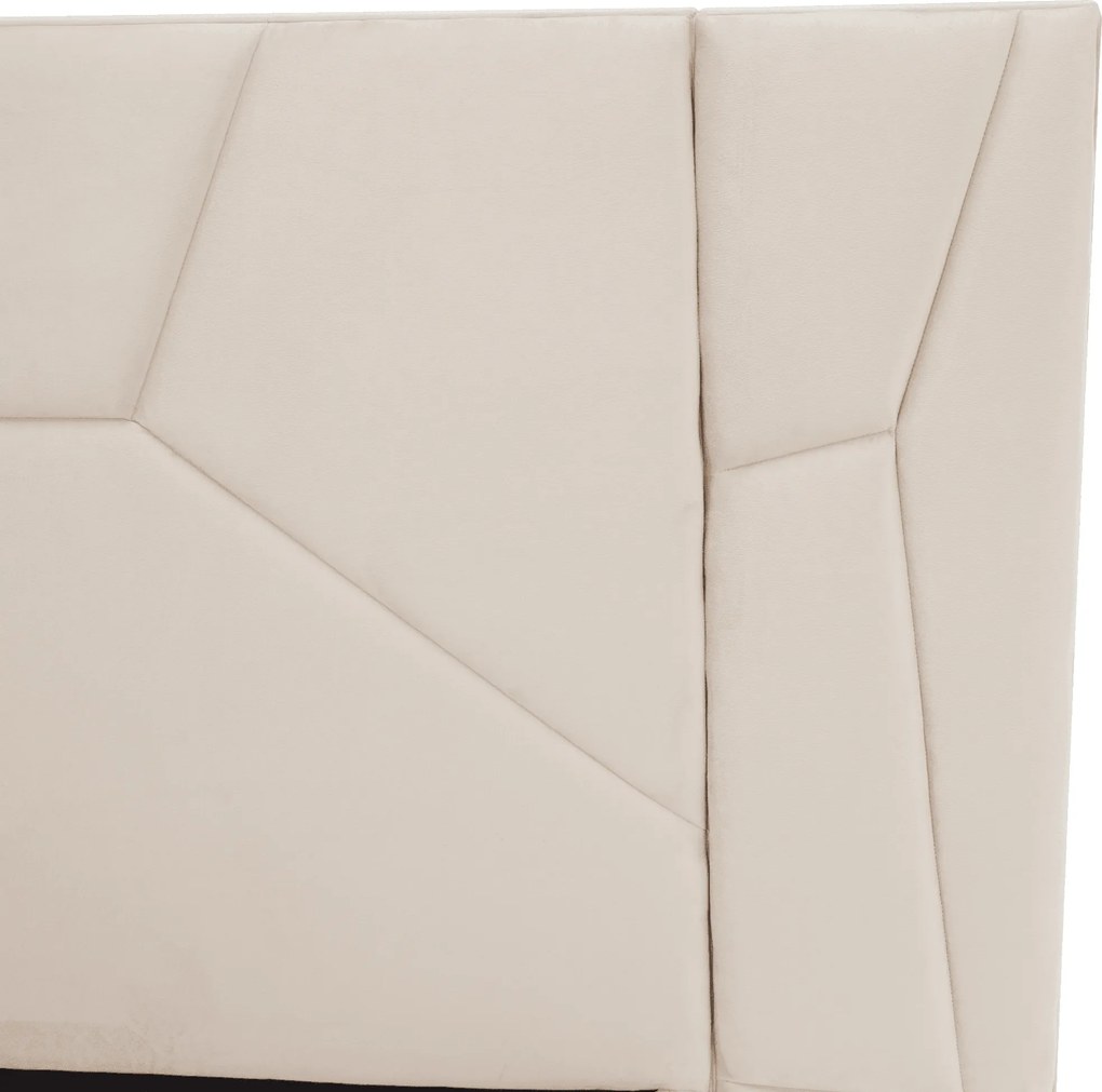 Pat cu somieră şi iluminare LED, 160x200, ţesătură Velvet bej, ALTESA