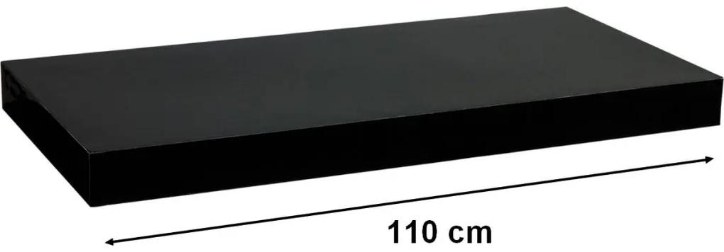 Raft de perete STILIST VOLATO- negru lucios 110 cm