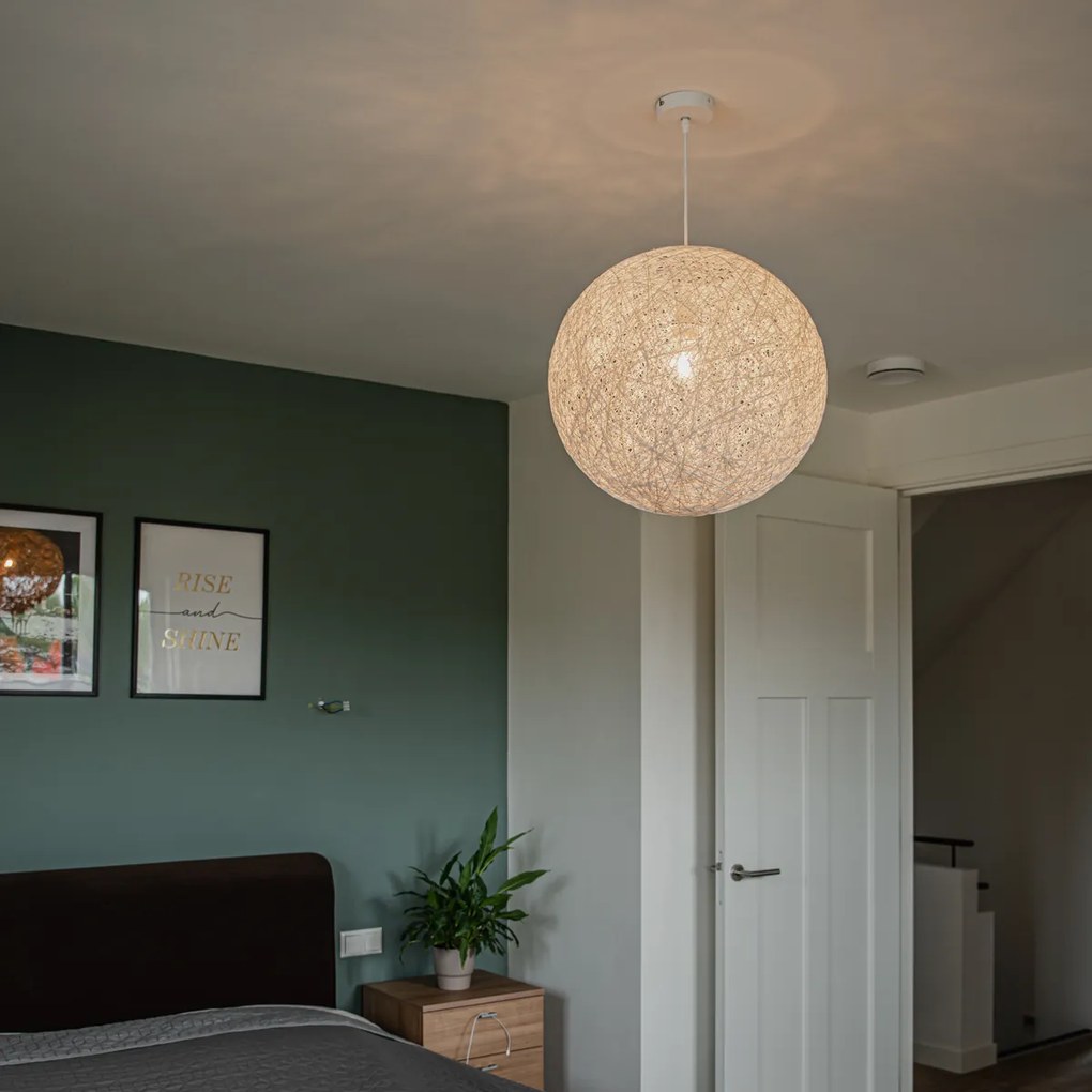 Lampă suspendată rustică albă 60 cm - Corda