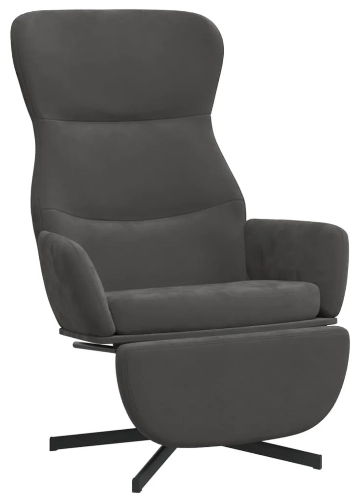 3097496 vidaXL Scaun de relaxare cu taburet, gri închis, catifea