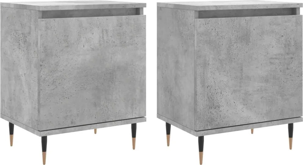 vidaXL Noptiere, 2 buc., gri beton, 40x30x50 cm, lemn compozit