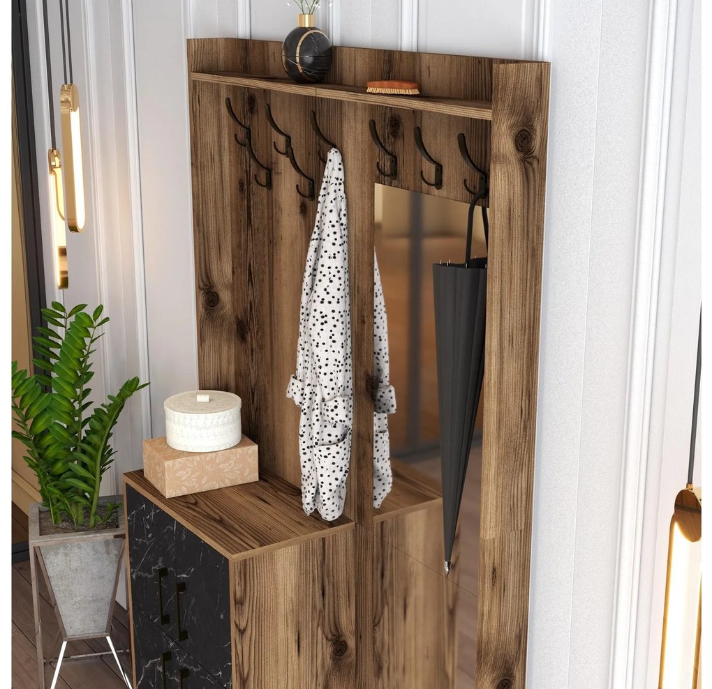 Mobilier hol Betina BC (Nuc + Negru). 1088698