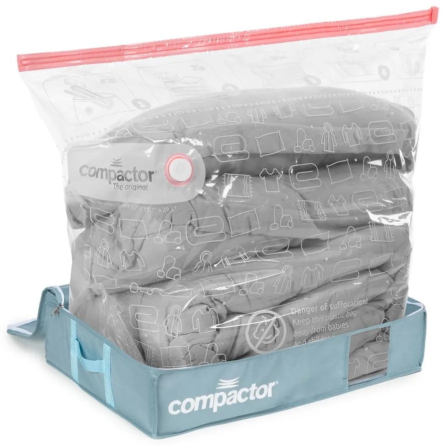 Cutie de depozitare sub pat din plastic cu vacuum 65x45x15,5 cm Blue Edition – Compactor