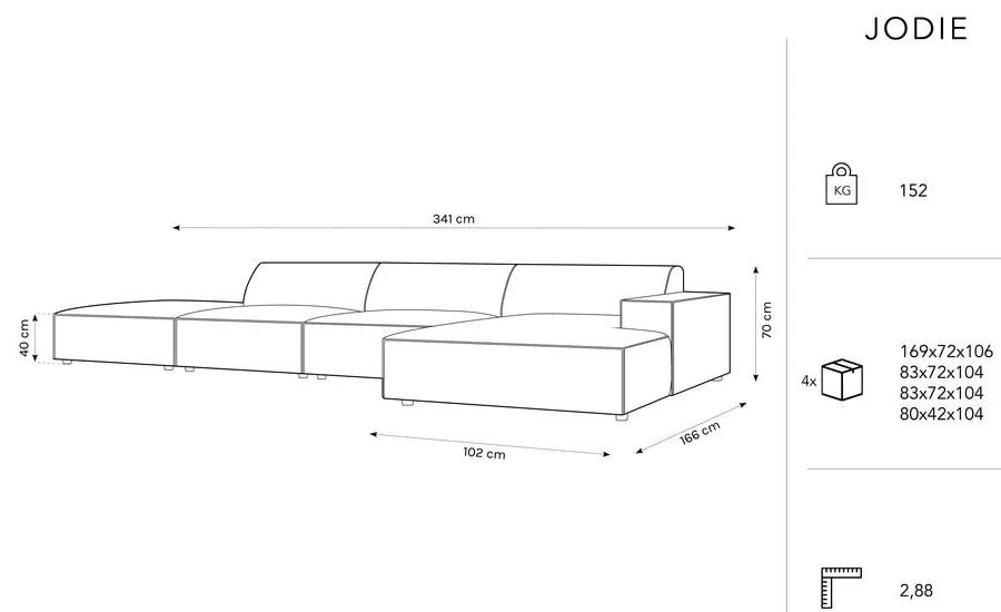 Colțar bej cu tapițerie bouclé (pe partea dreaptă) Jodie – Micadoni Home