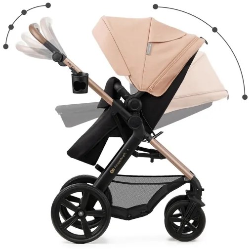 Cărucior de copii combinat 3 în 1 KINDERKRAFT MOOV 2 Sand beige + scaun auto MINK PRO