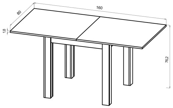 Masă de dining extensibilă ZARO, stejar artisan/negru
