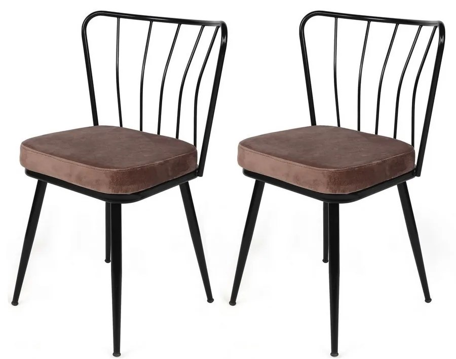 Set de scaune de sufragerie Yildiz Light Brown andBlack, 2 buc., 2 buc.