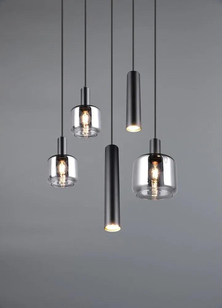 Lustră neagră cu abajur din metal/cu abajur din sticlă ø 40 cm Mataro – Trio