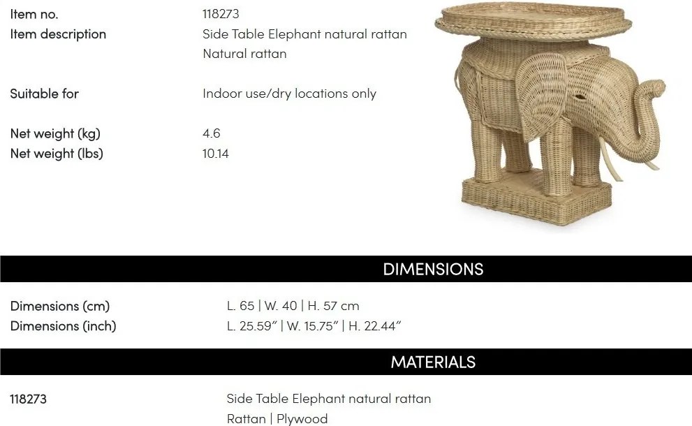 Masuta din ratan design LUX Elephant