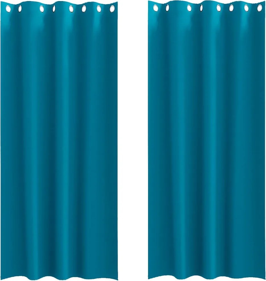 vidaXL Perdele Opaque cu Inel 2 pcs Turcoaz 245 x 140 cm Poliester