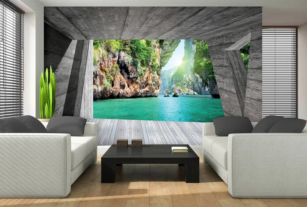 Fototapet - Privire spre cascadă - natura (152,5x104 cm)