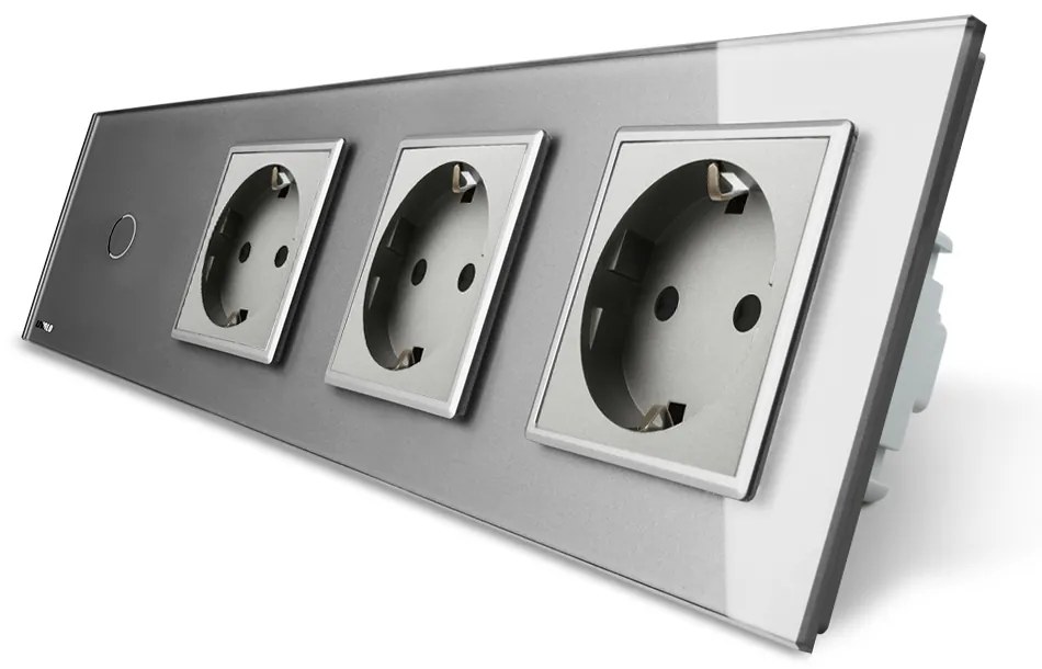 Intrerupator simplu + Priza tripla LIVOLO cu touch din sticla