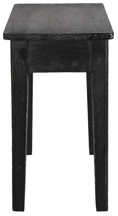Masuta laterala, neagra, din lemn masiv, 36x25x43 cm, Rasty