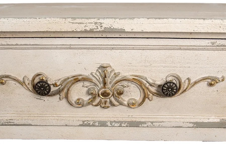Consola gri, din lemn, 2 sertare, aspect vintage, Muse