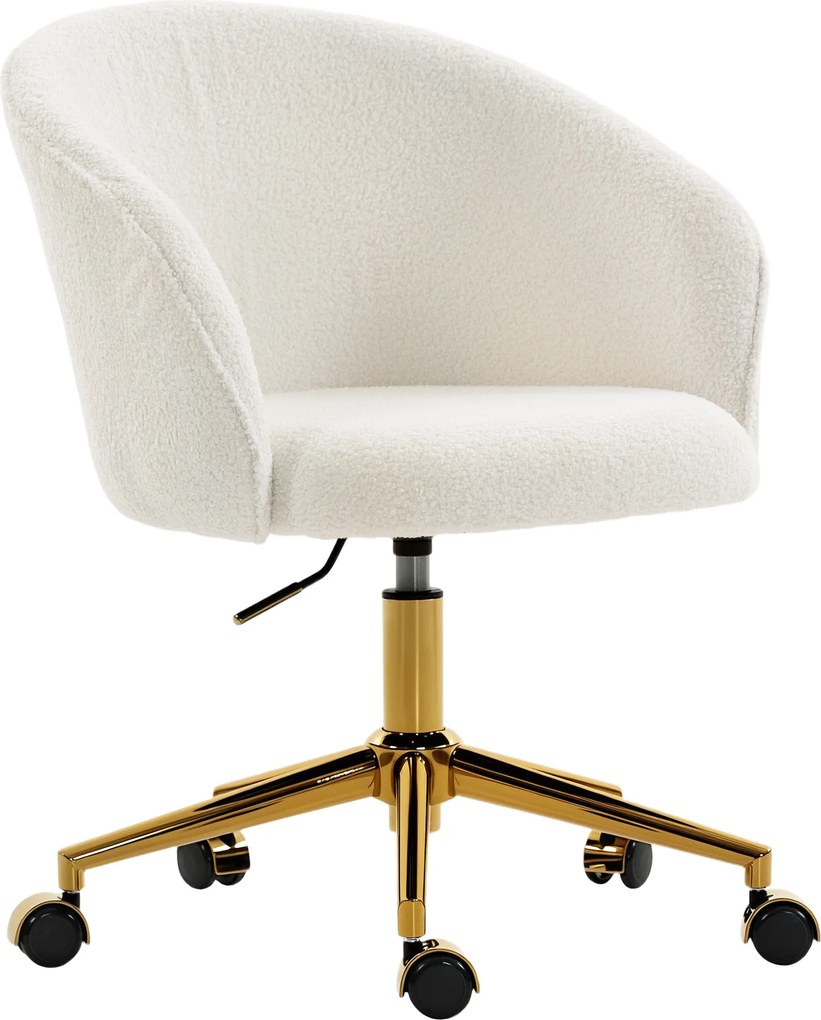 HOMCOM Scaun de birou, fotoliu de birou ergonomic reglabil pe înălțime, șezut pivotant, bază din oțel, crem | Aosom Romania