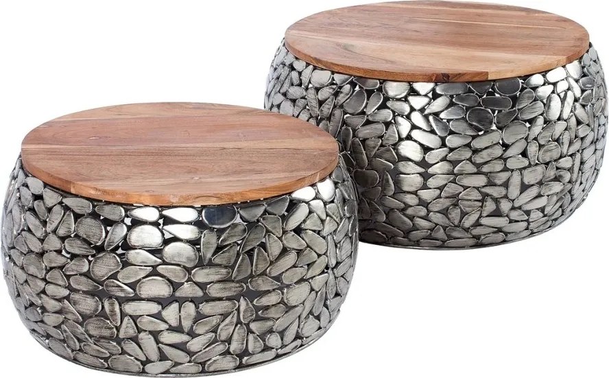 Set de 2 masute design unicat Stone Mosaic, argintiu A-41433 VC