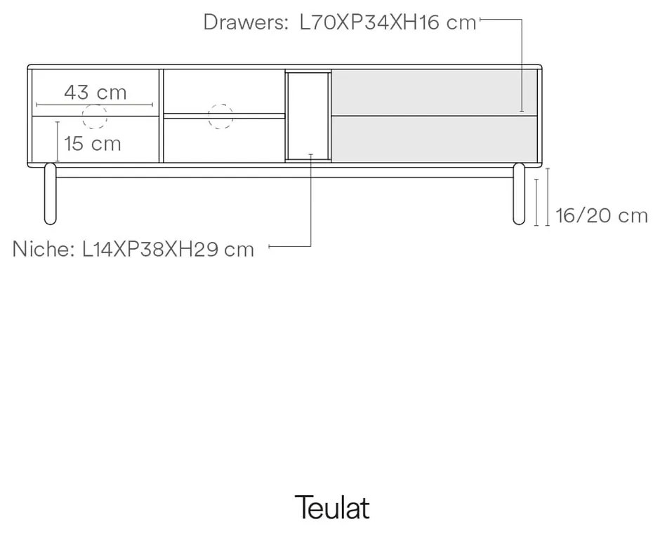 Masă TV gri închis 180x56 cm Corvo - Teulat