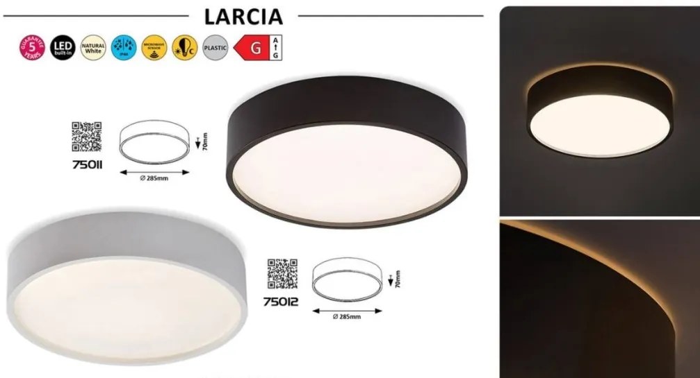 Plafoniera LED cu senzor de miscare si protectie IP44 Larcia alb, 28cm