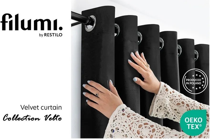 Draperie neagră dimout (semi-opacă) din catifea 400x175 cm Velto – Filumi