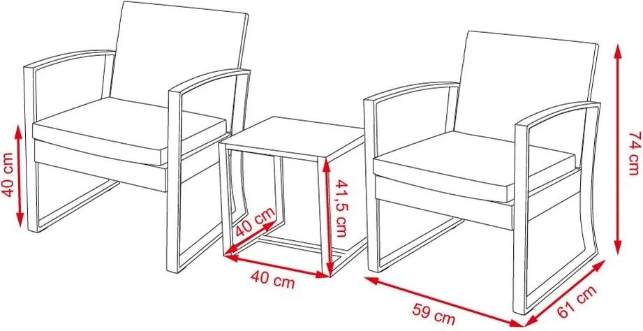 Set mobilier de grădină 3 piese Avenberg BELFAST