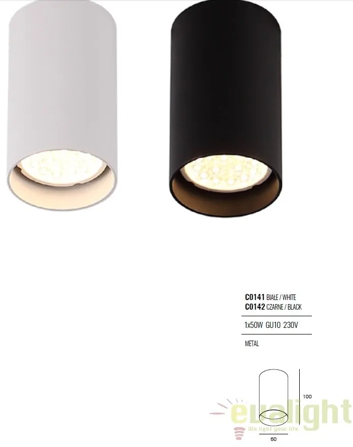 Spot aplicat design modern PET ROUND alb C0141 MX