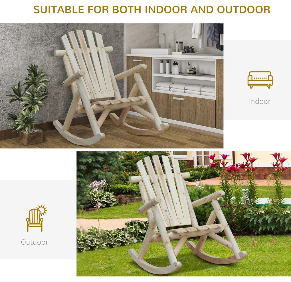 Outsunny Scaun Balansoar de Gradina stil Adirondack din Lemn 66x96x98cm | Aosom Ro