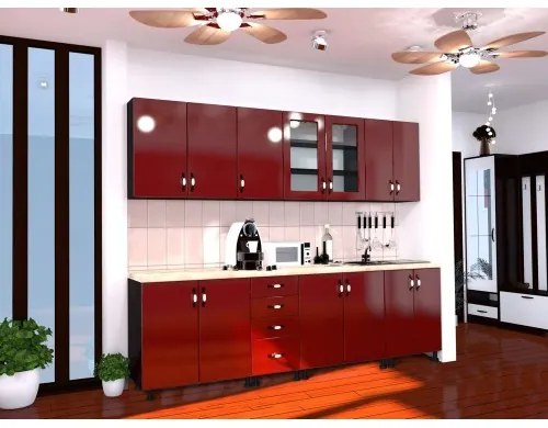 Bucatarie Zebra 2.6m MDF Rosu