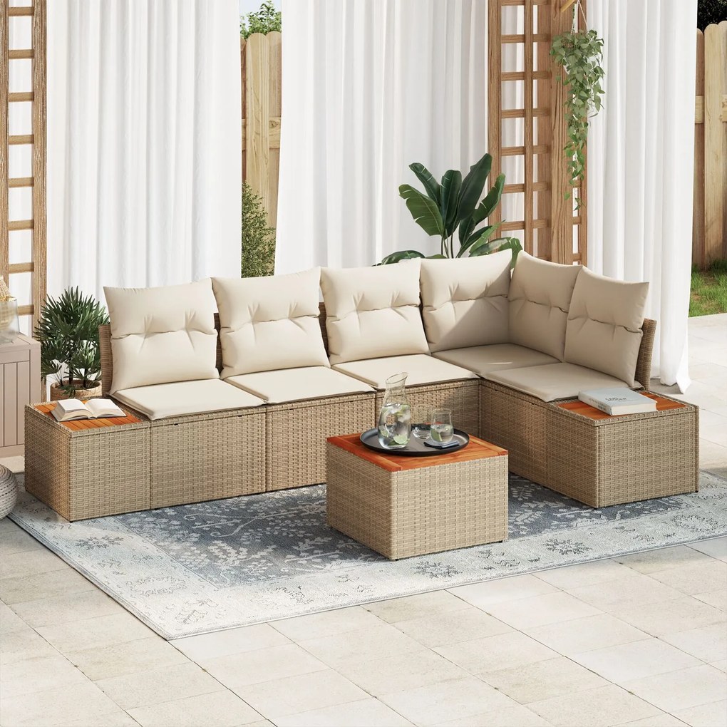 vidaXL Set canapea de grădină cu perne Bej Ratan Acacia