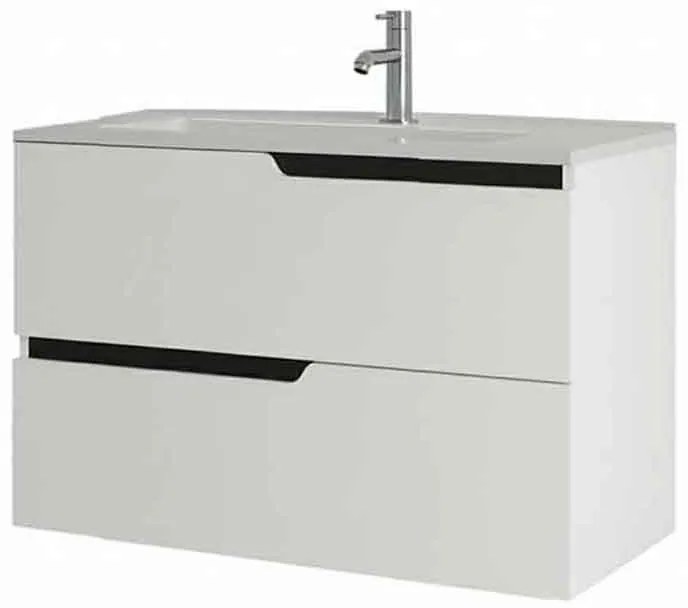 Mobilier pentru lavoar incastrat 80 cm, alb mat, Fluminia Bari 80 Alb