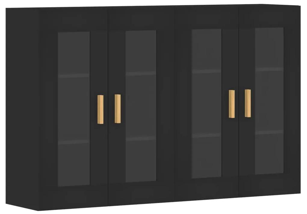 3197898 vidaXL Dulapuri montate pe perete, 2 buc, negru, lemn prelucrat