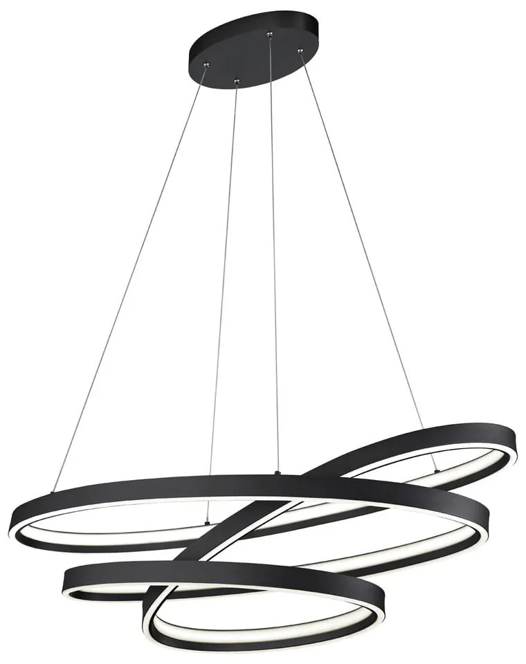 Lustră neagră LED cu control vocal/cu control prin aplicații mobile cu abajur din metal Ciola – CINQUE