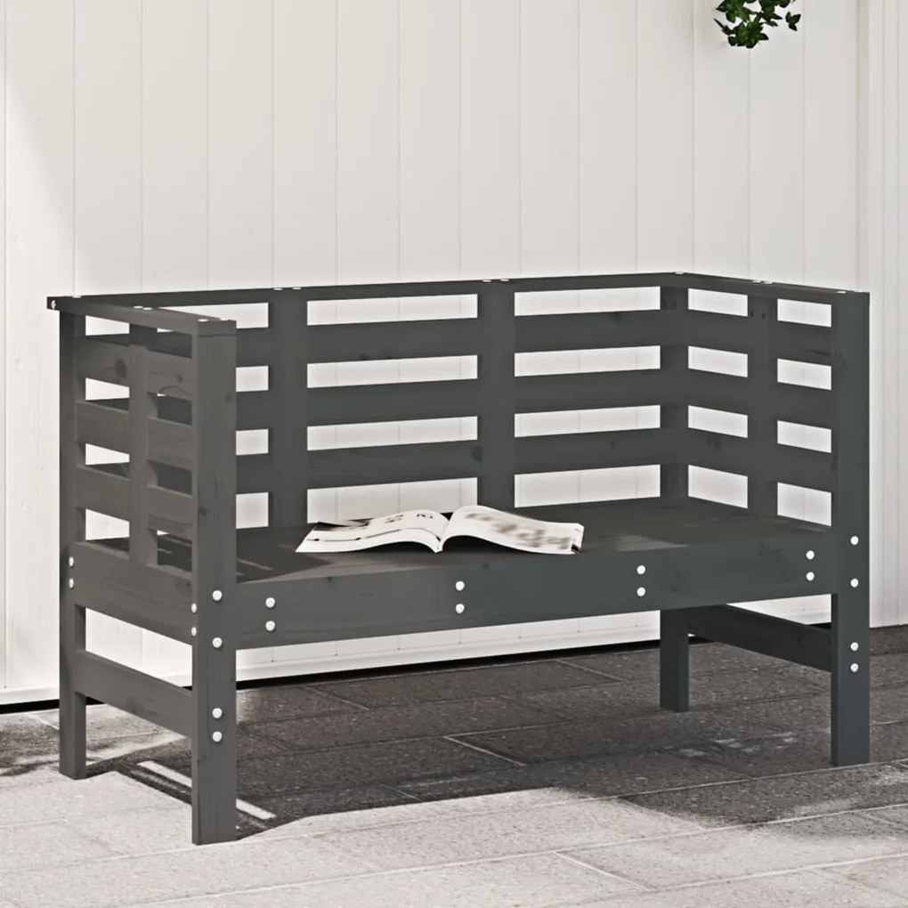 vidaXL Bancă de grădină, gri, 111,5x53x71 cm, lemn masiv de pin