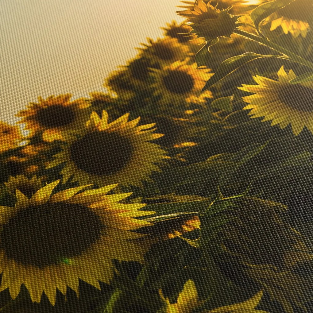 Tablou cu lan de floarea soarelui (cu ceas) (90x30 cm)