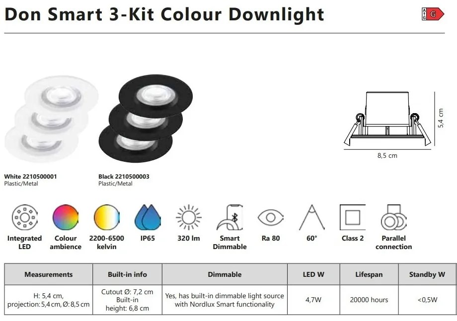 Set de 3 spoturi incastrabile LED RGB CCT, IP65 Don Smart 3-Kit Colour negru