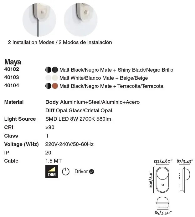 Aplica LED dimabila stil modern minimalist MAYA