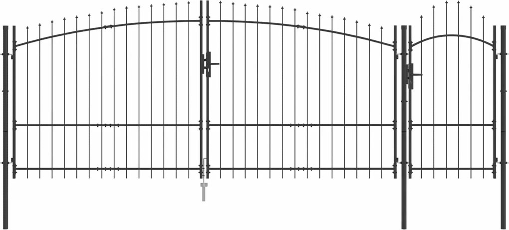 vidaXL Poartă de grădină cu blocare Gri 150 x 400 cm Oțel