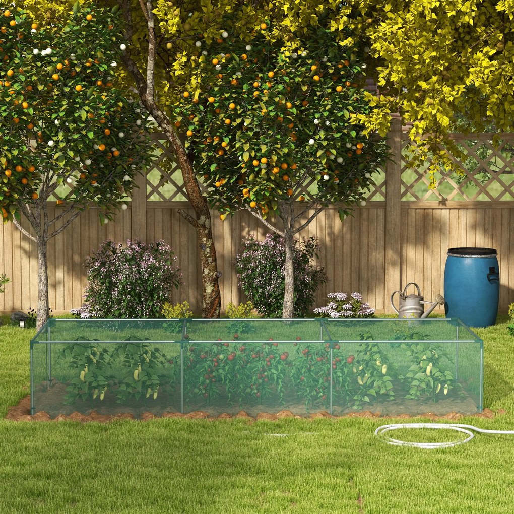 Outsunny Plasă de protecție pentru plante, protecție pentru legume, ușă cu fermoar, cadru din oțel, 125x125x62,5 cm, Grün/Silber | Aosom Romania