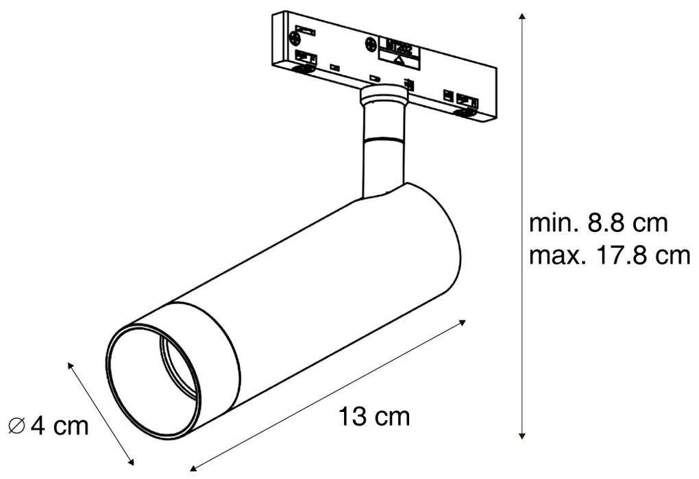 Spot modern bej cu negru pentru sistem de șină monofazat GU10 35mm - Slimline Uzzy