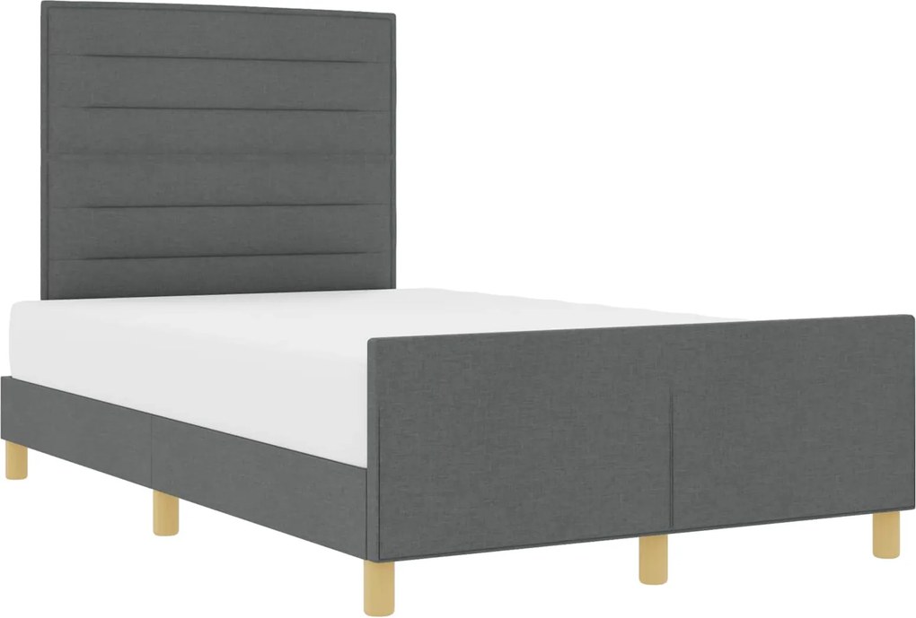 vidaXL Cadru de pat cu headboard Gri închis 160 x 200 cm țesătură