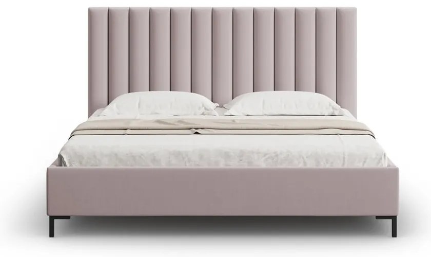 Pat matrimonial roz deschis tapițat cu spațiu de depozitare și somieră 180x200 cm Casey – Mazzini Beds
