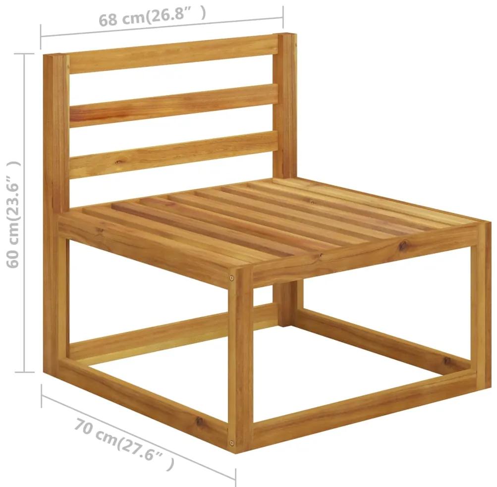 Set mobilier de gradina cu perne crem, 6 piese, lemn de acacia Crem, 2x mijloc + 3x colt + masa, 1